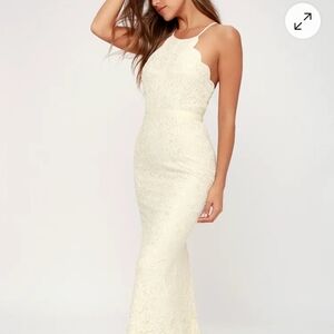 Lulu's Ivory Lace Maxi Dress